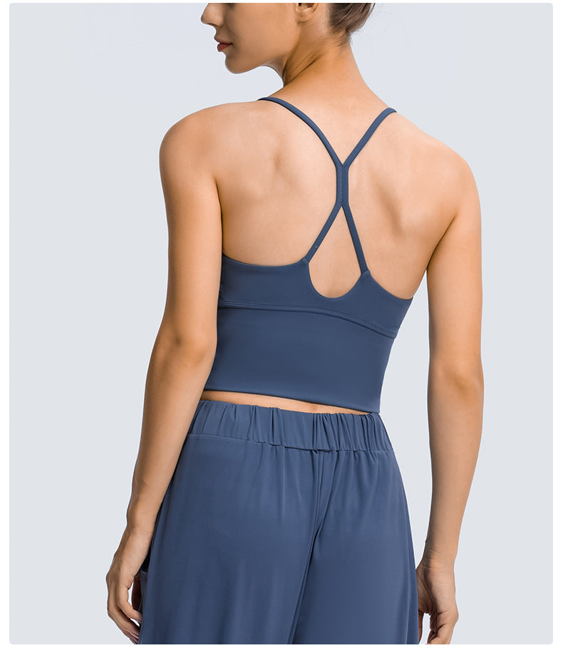 Avurer Flow Tank Top with inbuilt Bra - Blue