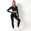 Avurer FitFusion 2-Piece Set — Long-Sleeve Top & Leggings - Black