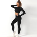 Avurer FitFusion 2-Piece Set — Long-Sleeve Top & Leggings - Black