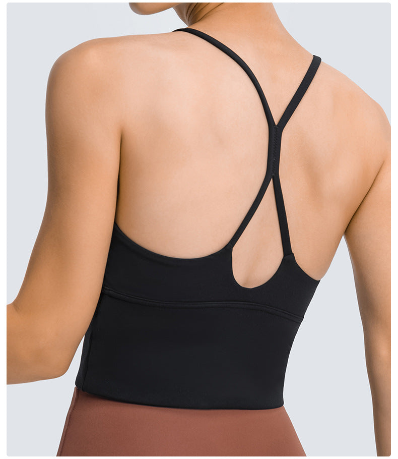 Avurer Flow Tank Top with inbuilt Bra - Black