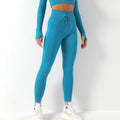 Avurer FitFusion 2-Piece Set — Long-Sleeve Top & Leggings - Lack Blue