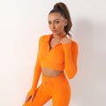 Avurer FitFusion 2-Piece Set — Long-Sleeve Top & Leggings - Orange