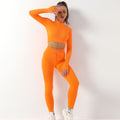 Avurer FitFusion 2-Piece Set — Long-Sleeve Top & Leggings - Orange