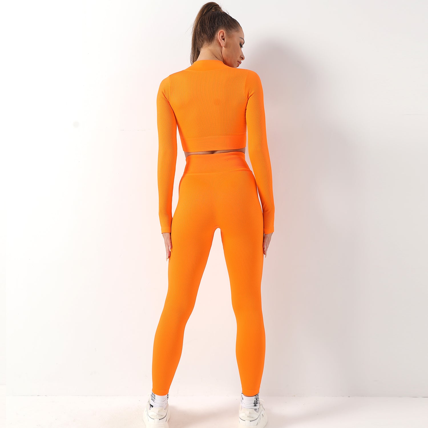 Avurer FitFusion 2-Piece Set — Long-Sleeve Top & Leggings - Orange