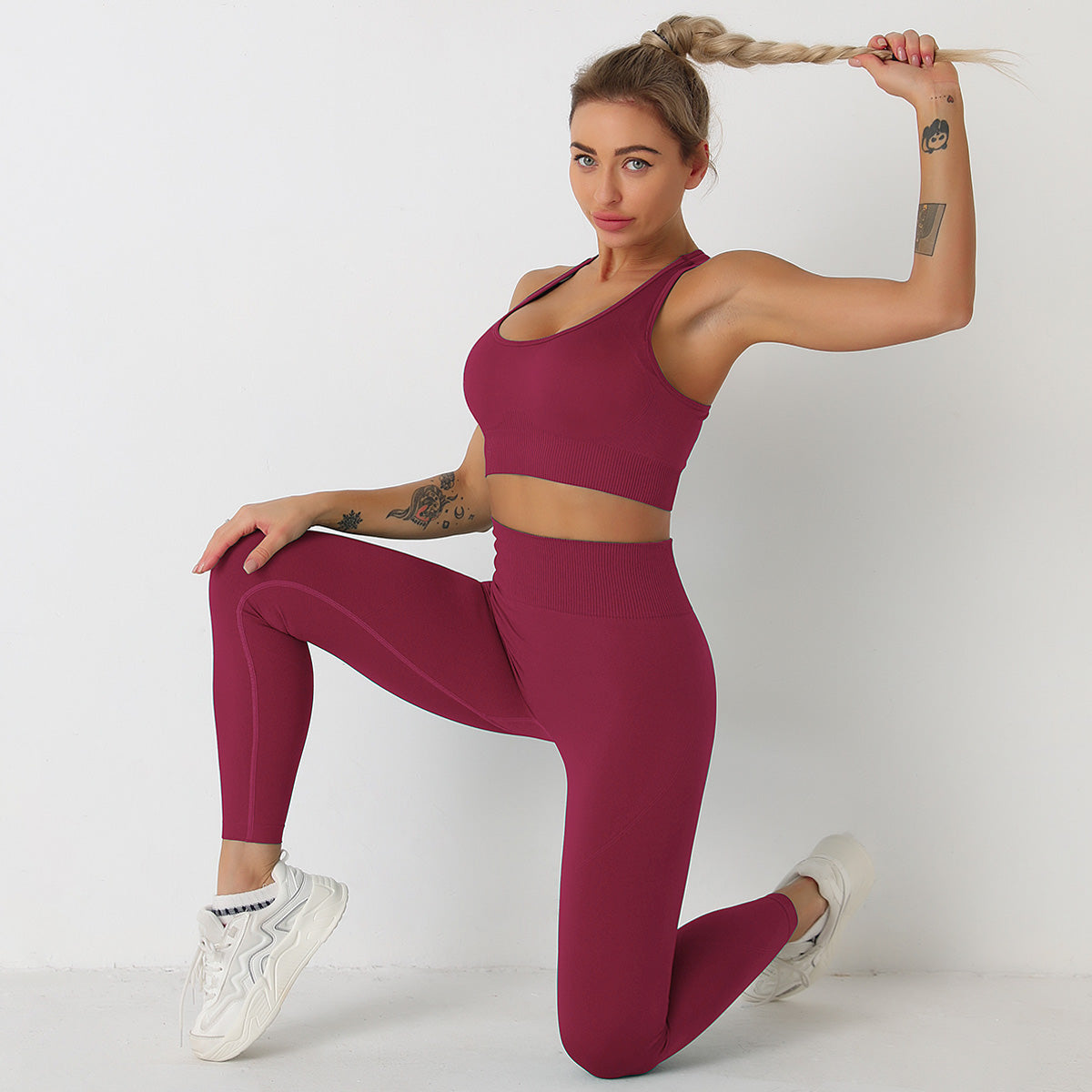 Avurer ElevateMotion 2-Piece Set — Sports Bra & Leggings - Wine Red